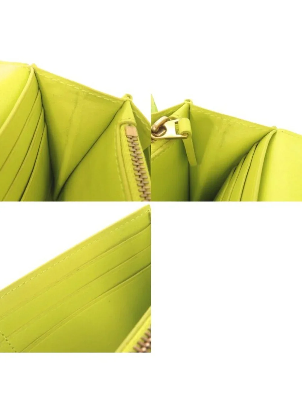 Bottega Veneta Intrecciato Leather Yellow Green Wallet
